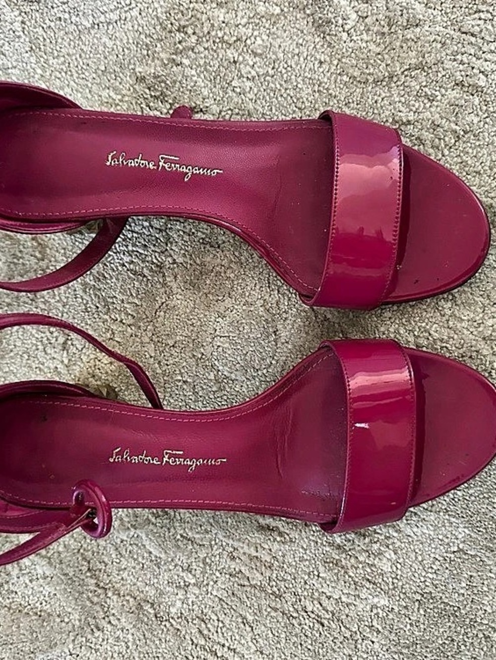 Salvatore Ferragamo Patent Leather-Look Heels Pink US 6
